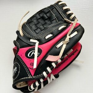 Rawlings Pink Black Baseball Glove Kids Players‎ Series PL91PB, 9"